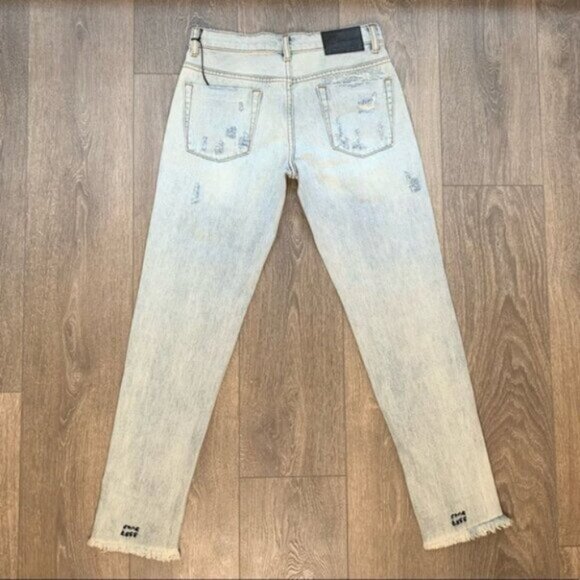 Free People One Teaspoon Awesome Baggies Jeans Straight leg Frayed Light Wash - Picture 14 of 16